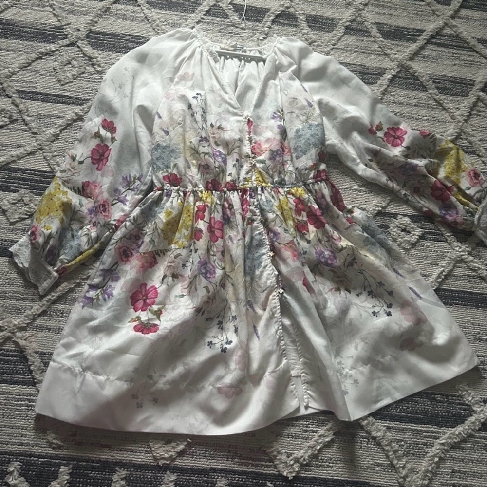 Anthropologie Floral White Tunic/Dress